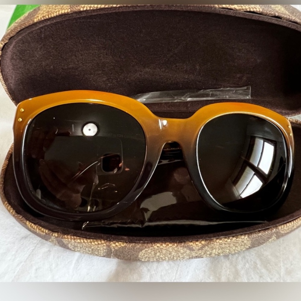 COACH CASEY yellow gradient tortoise sunglasses.